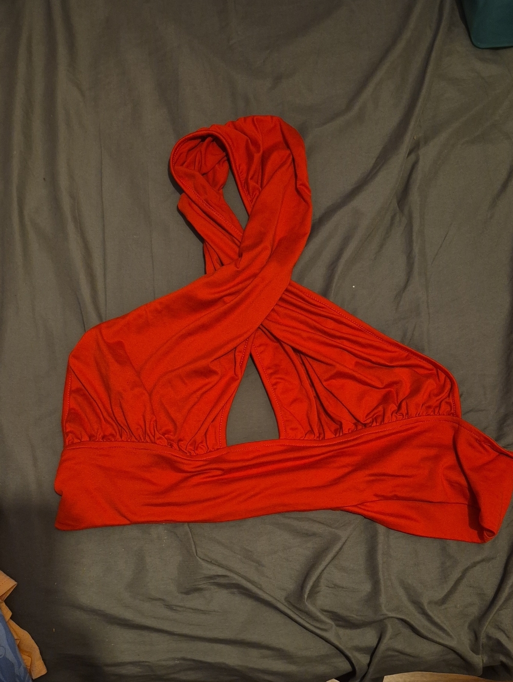 SHEIN Red Crisscross Halter Crop Top Bralette